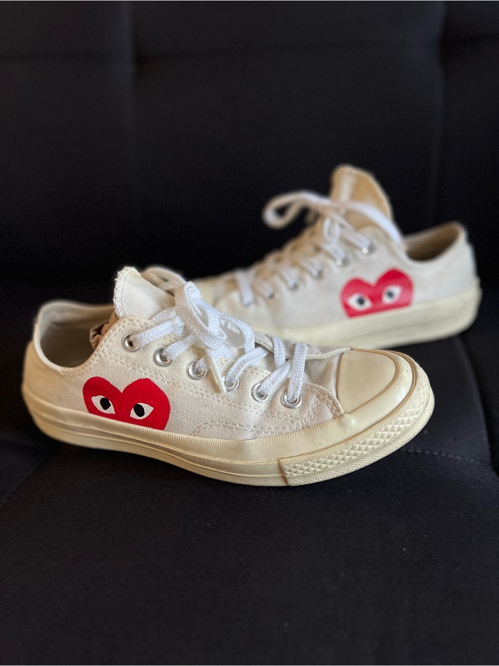 Converse Chuck Taylor White Canvas Sneakers with Red Logo Heart
